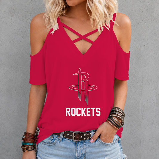 [HOT DEAL] NEW CUSTOMIZED NBA07 HRO HOUSTON ROCKETS CRISS CROSS V-NECK TOP