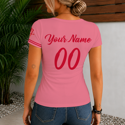 [HOT DEAL] NEW CUSTOMIZED NBA07 HRO HOUSTON ROCKETS  WOMEN'S SHORT SLEEVE HENLEY T-SHIRT