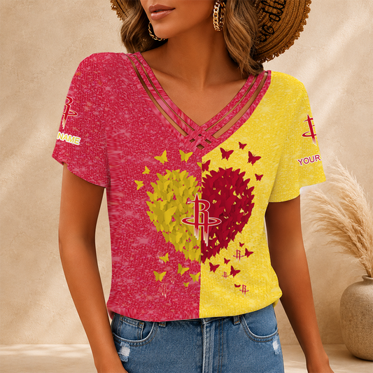 [HOT DEAL] NEW CUSTOMIZED NBA07 HRO HOUSTON ROCKETS V-NECK SHIRT