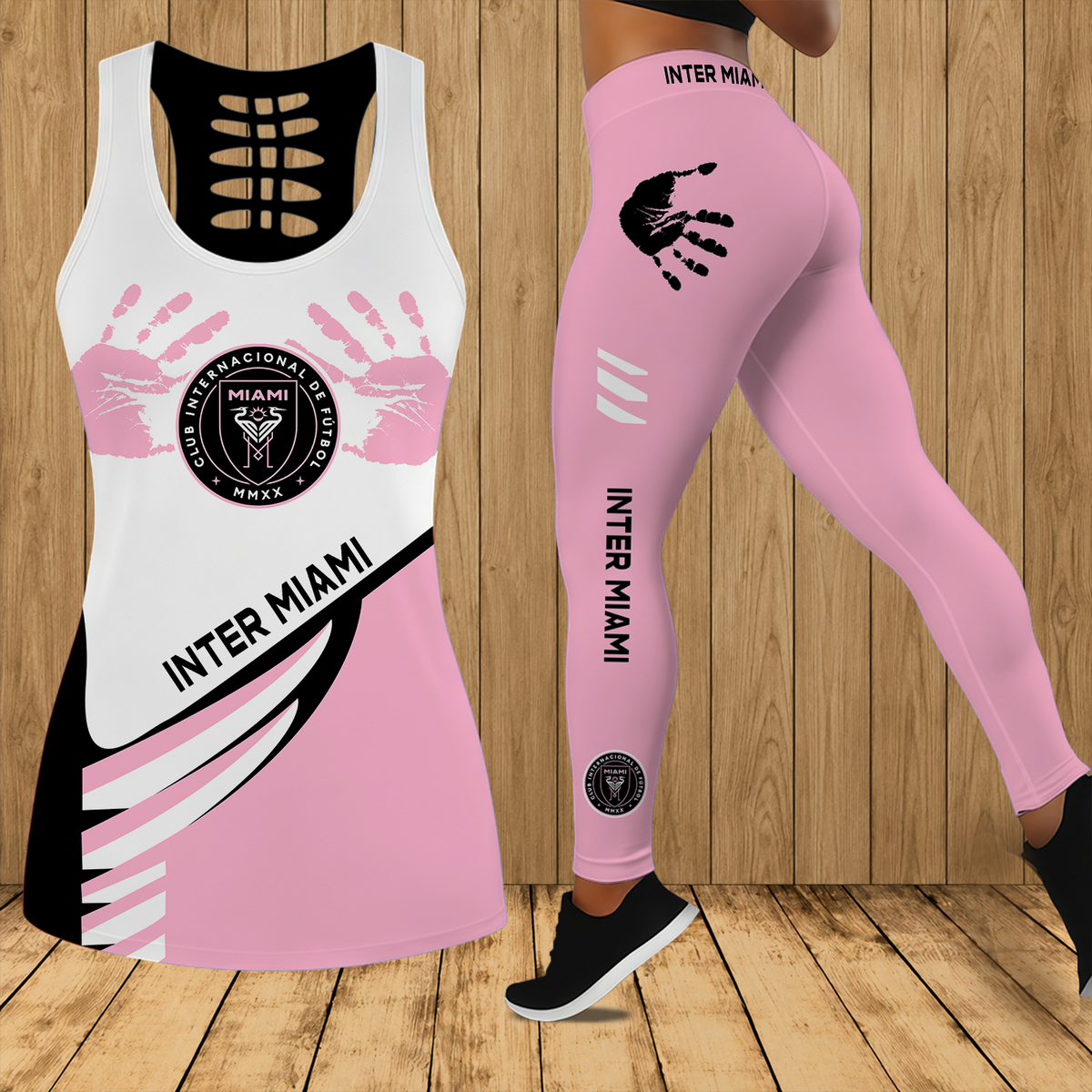 [FAN EXCLUSIVE] NEW CUSTOMIZED MLS07 IMC INTER MIAMI CF HOLLOW TANK TOP & LEGGINGS SET