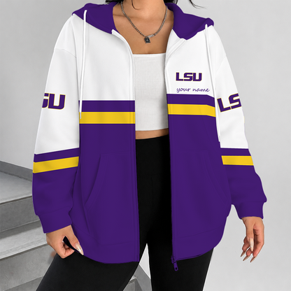 [FAN FAVORITE] NEW CUSTOMIZED NCAA CWS07 LST LSU TIGERS ZIP HOODIE