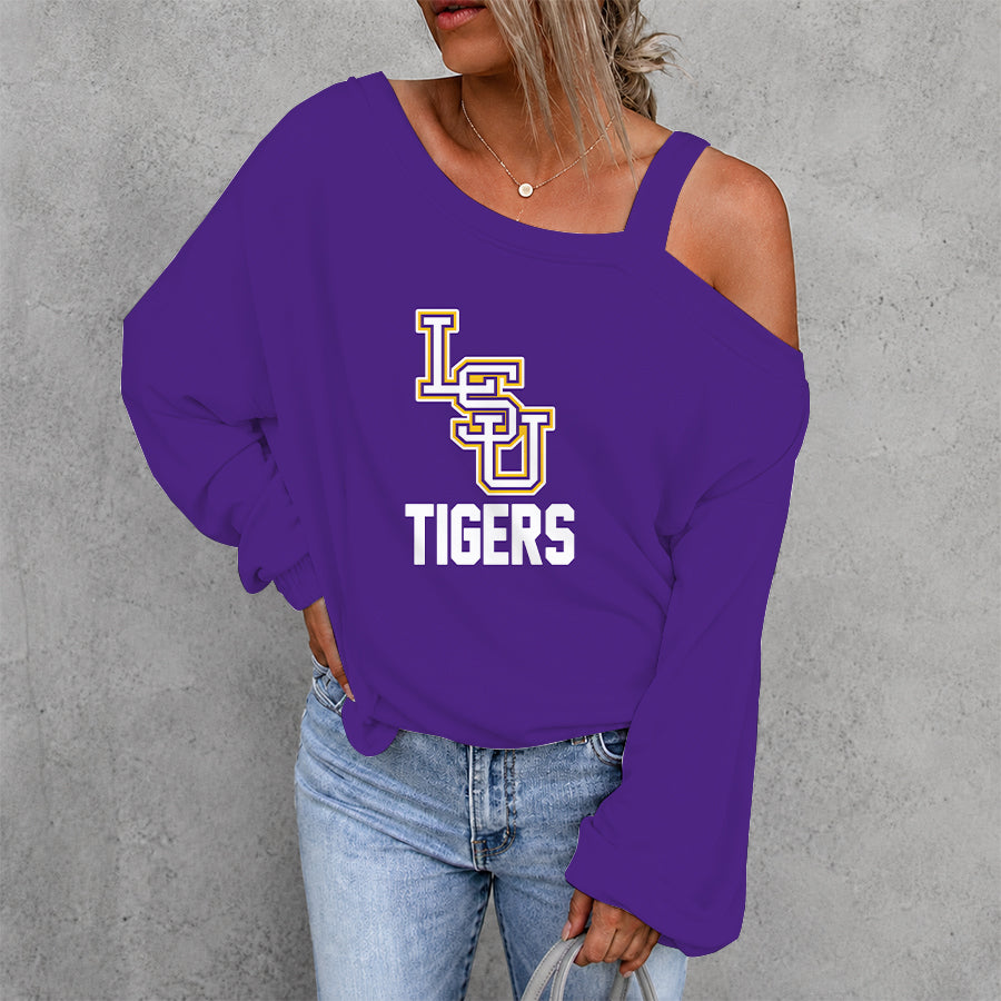 [FAN FAVORITE] NEW CUSTOMIZED NCAA CWS07 LST LSU TIGERS DROP SHOULDER SWEATSHIRT