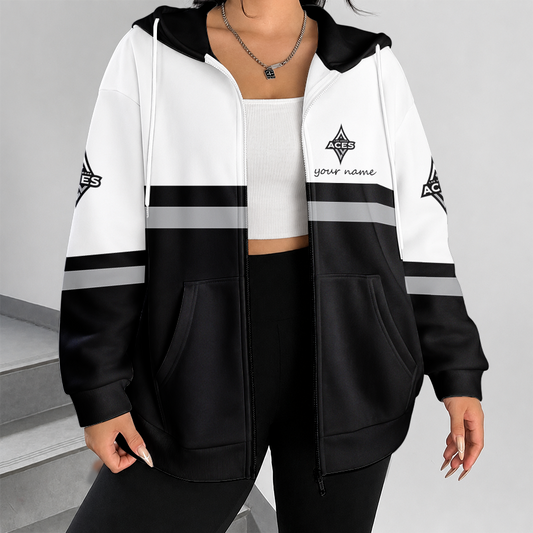 [FAN FAVORITE] NEW CUSTOMIZED WNBA07 LVA LAS VEGAS ACES ZIP HOODIE