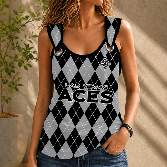 [FAN FAVORITE] NEW CUSTOMIZED WNBA07 LVA LAS VEGAS ACES O-RING SHOULDER TANK TOP