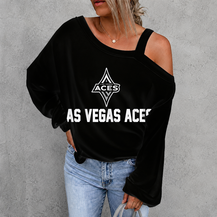 [FAN FAVORITE] NEW CUSTOMIZED WNBA07 LVA LAS VEGAS ACES WOMEN'S OFF-SHOULDER LONG SLEEVE SHIRT