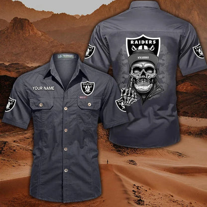 [SPECIAL OFFER] NEW CUSTOMIZED NFL07 LVR LAS VEGAS RAIDERS MUTICOLOR MEN'S CARGO SHIRT
