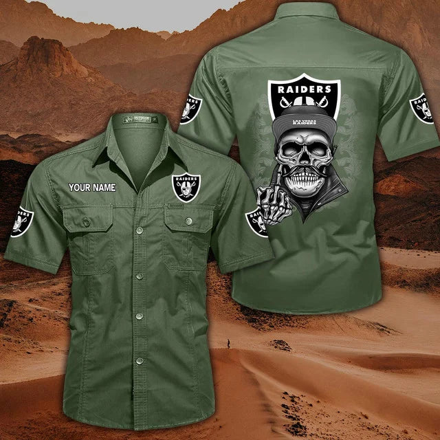 [SPECIAL OFFER] NEW CUSTOMIZED NFL07 LVR LAS VEGAS RAIDERS MUTICOLOR MEN'S CARGO SHIRT