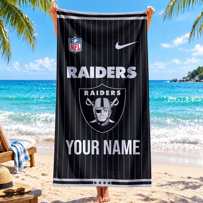 [SPECIAL OFFER] NEW CUSTOMIZED NFL07 LVR LAS VEGAS RAIDERS BEACH TOWEL