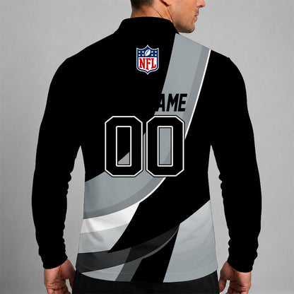 [SPECIAL OFFER] NEW CUSTOMIZED NFL07 LVR LAS VEGAS RAIDERS LONG SLEEVE POLO SHIRT