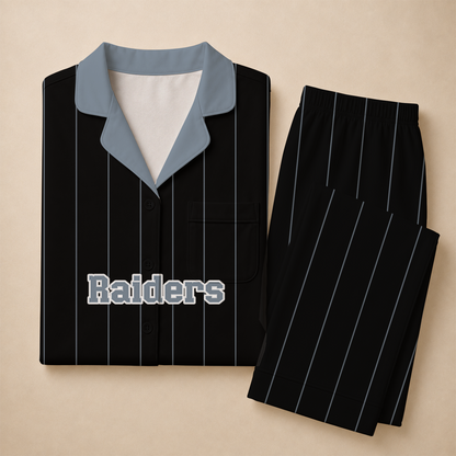[SPECIAL OFFER] NEW CUSTOMIZED NFL07 LVR LAS VEGAS RAIDERS SHORT SLEEVE & LONG PANTS PAJAMAS SET