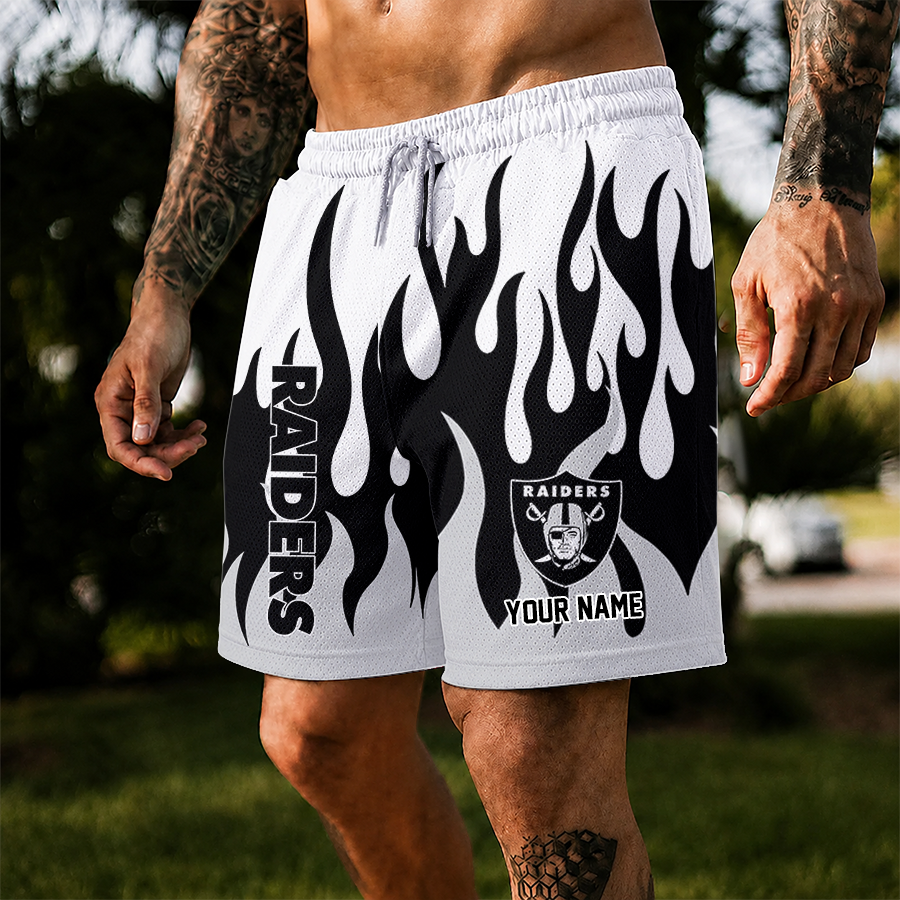 [SPECIAL OFFER] NEW CUSTOMIZED NFL07 LVR LAS VEGAS RAIDERS SHORT PANTS