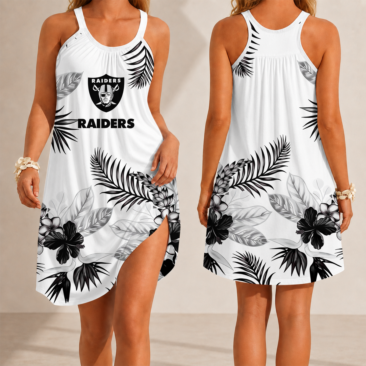 [SPECIAL OFFER] NEW CUSTOMIZED NFL07 LVR LAS VEGAS RAIDERS CAMISOLE DRESS