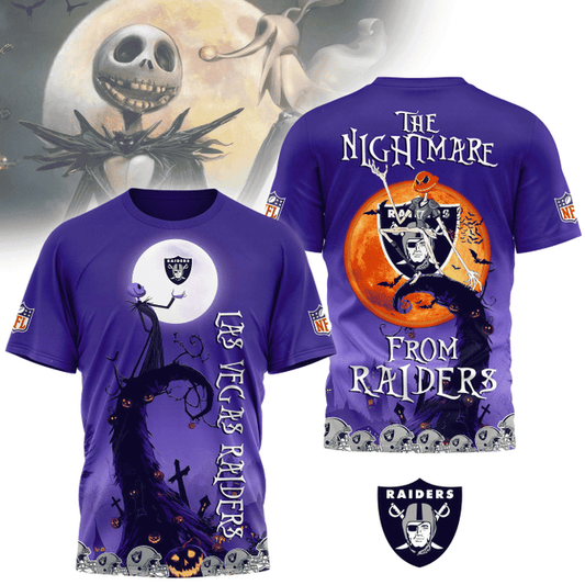 [SPECIAL OFFER] NEW CUSTOMIZED NFL07 LVR LAS VEGAS RAIDERS HALLOWEEN THE NIGHTMARE APPAREL