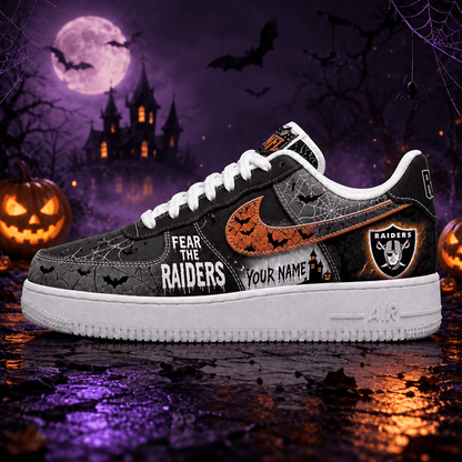 [SPECIAL OFFER] NEW CUSTOMIZED NFL07 LVR LAS VEGAS RAIDERS HALLOWEEN AF1 SHOES