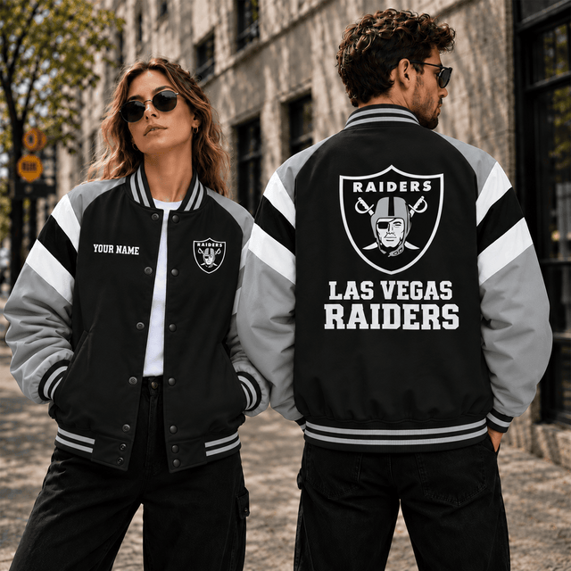 [SPECIAL OFFER] NEW CUSTOMIZED NFL07 LVR LAS VEGAS RAIDERS SATIN VARSITY & BASEBALL JACKET