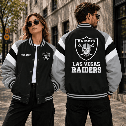 [SPECIAL OFFER] NEW CUSTOMIZED NFL07 LVR LAS VEGAS RAIDERS SATIN VARSITY & BASEBALL JACKET