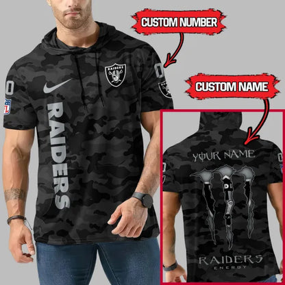 [HOT DEAL] NEW CUSTOMIZED NFL07 LVR LAS VEGAS RAIDERS SHORT SLEEVE HOODIE