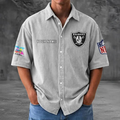 [HOT DEAL] NEW CUSTOMIZED NFL07 LVR LAS VEGAS RAIDERS SEERSUCKER BUTTON SHIRT