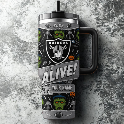 [SPECIAL OFFER] NEW CUSTOMIZED NFL07 LVR LAS VEGAS RAIDERS HALLOWEEN  40OZ TUMBLER