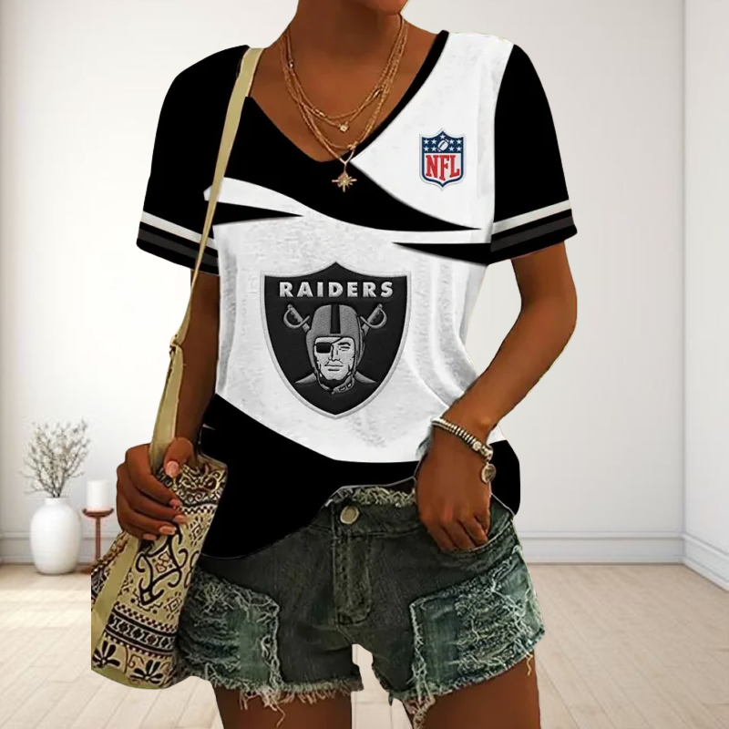 SPECIAL OFFER] NEW CUSTOMIZED NFL07 LVR LAS VEGAS RAIDERS V-NECK FEMALE SHIRT