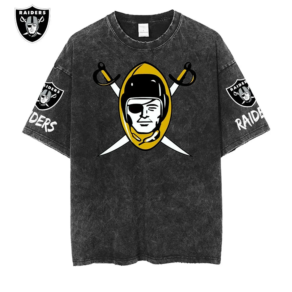 [SPECIAL OFFER] NEW CUSTOMIZED NFL07 LVR LAS VEGAS RAIDERS FUNNY MULTICOLOR WASHED TEE