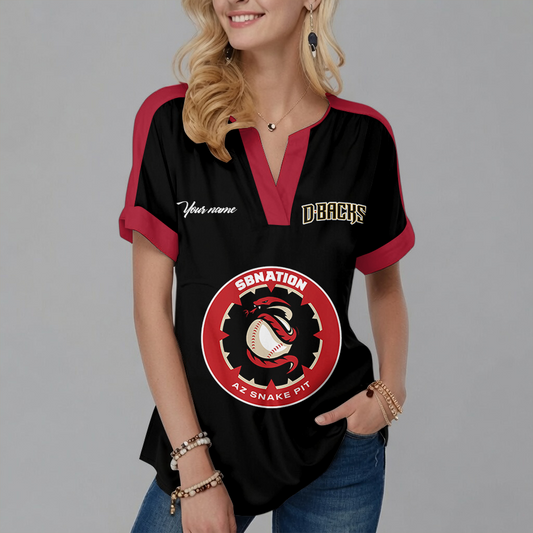 [FLASH SALE] NEW CUSTOMIZED MLB07 ADS ARIZONA DIAMONDBACKS V-NECK FEMALE SHIRT