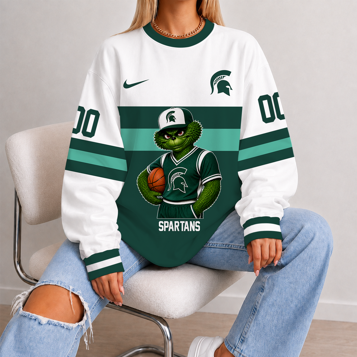 [FAN FAVORITE] NEW CUSTOMIZED NCAA MAM07 MSS MICHIGAN STATE SPARTANS STRAPPY UNISEX SWEATSHIRT