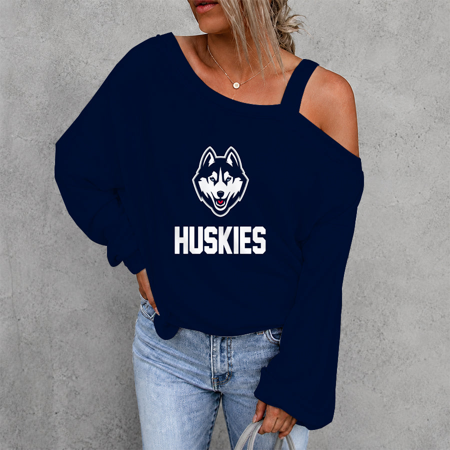 [FAN FAVORITE] NEW CUSTOMIZED NCAA CFH07 UCH UCONN HUSKIES DROP SHOULDER SWEATSHIRT
