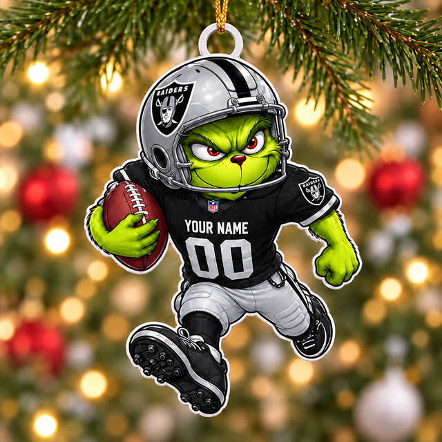 [SPECIAL OFFER] NEW CUSTOMIZED NFL07 LVR LAS VEGAS RAIDERS CHRISTMAS ACRYLIC ORNAMENT