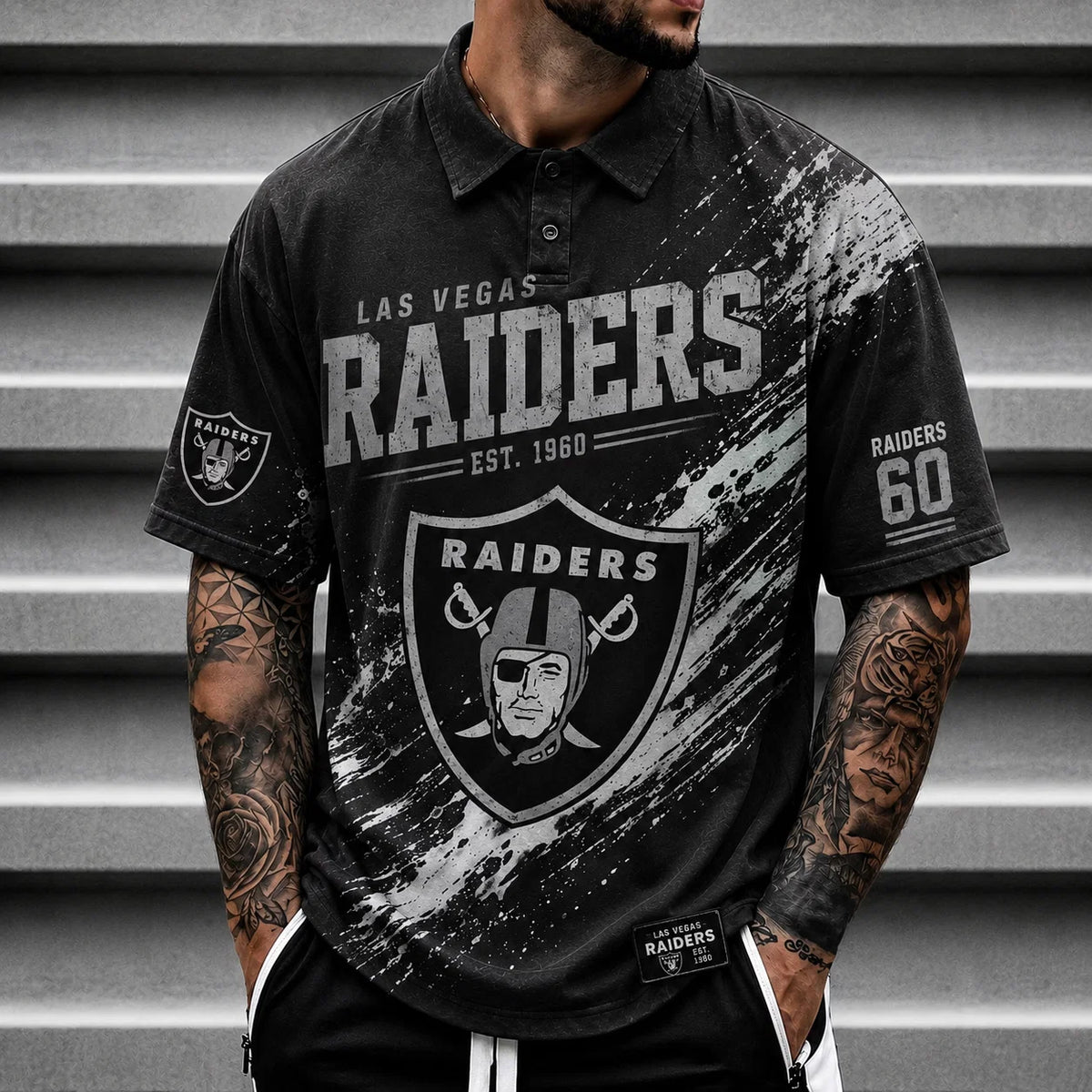 [SPECIAL OFFER] NEW CUSTOMIZED NFL07 LVR LAS VEGAS RAIDERS POLO SHIRT