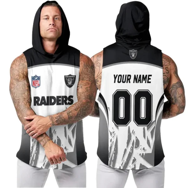 [SPECIAL OFFER] NEW CUSTOMIZED NFL07 LVR LAS VEGAS RAIDERS HOODED TANK TOP