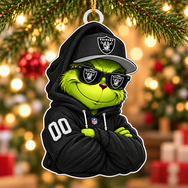 [SPECIAL OFFER] NEW CUSTOMIZED NFL07 LVR LAS VEGAS RAIDERS CHRISTMAS ACRYLIC ORNAMENT