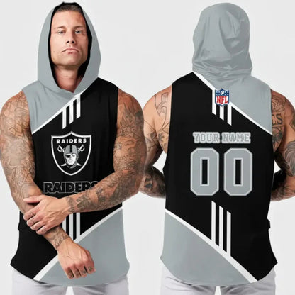 [SPECIAL OFFER] NEW CUSTOMIZED NFL07 LVR LAS VEGAS RAIDERS HOODED TANK TOP