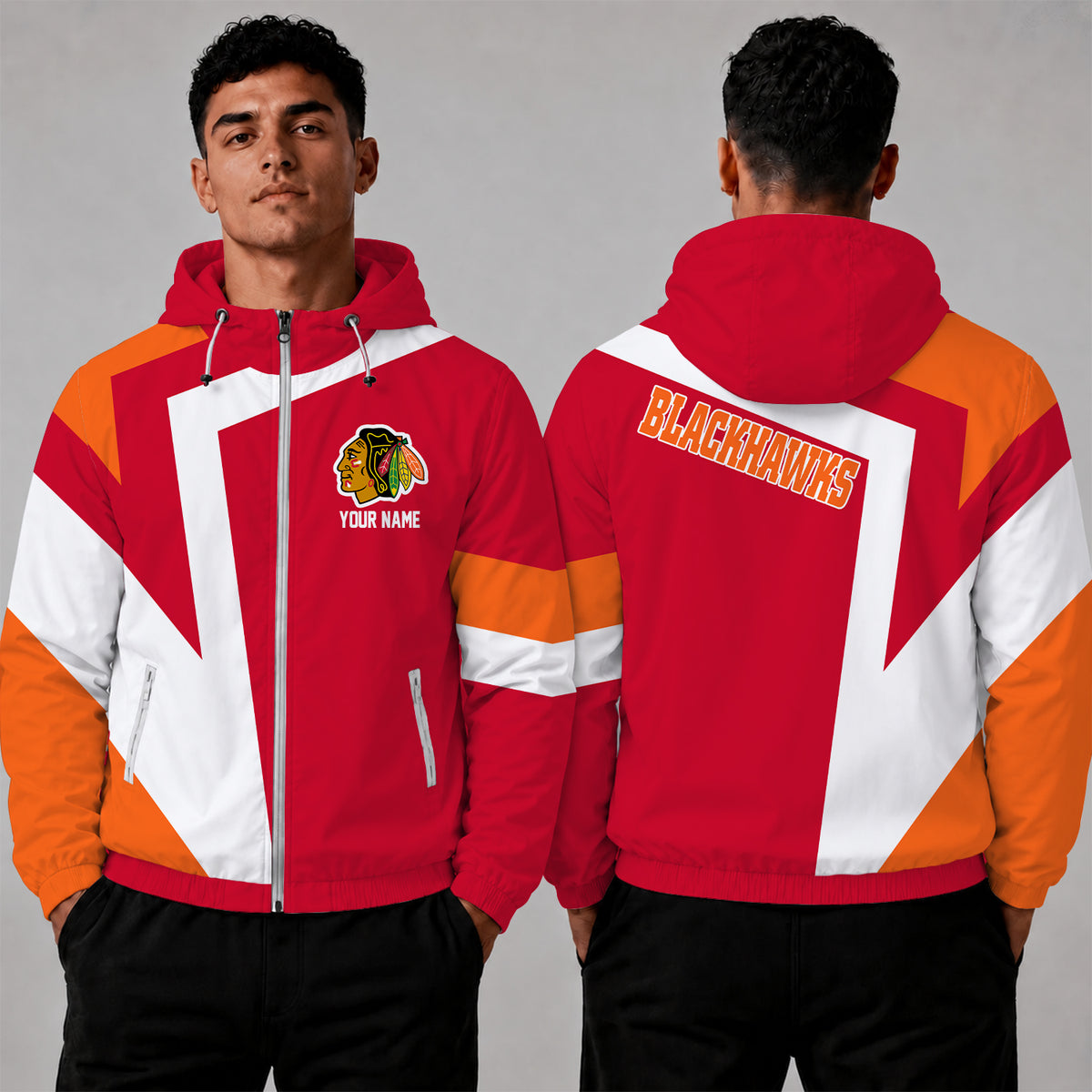 [SUPER SALE] NEW CUSTOMIZED NHL08 CBH CHICAGO BLACKHAWKS WINDBREAKER JACKET