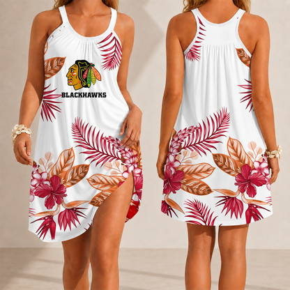 [SUPER SALE] NEW CUSTOMIZED NHL08 CBH CHICAGO BLACKHAWKS CAMISOLE DRESS