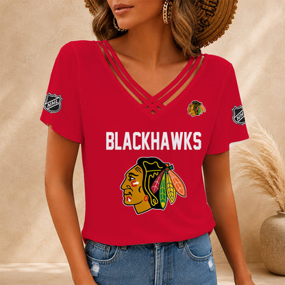 [SUPER SALE] NEW CUSTOMIZED NHL08 CBH CHICAGO BLACKHAWKS V-NECK SHIRT