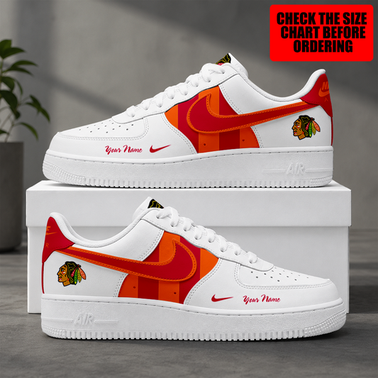 [SUPER SALE] NEW CUSTOMIZED NHL08 CBH CHICAGO BLACKHAWKS AF1 SHOES