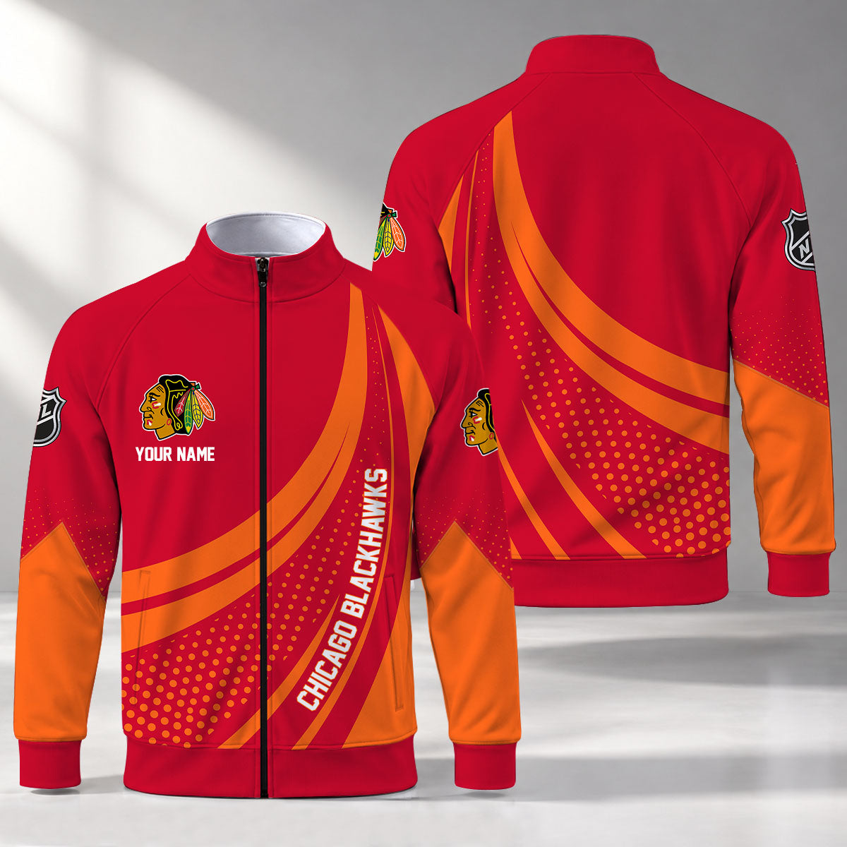[SUPER SALE] NEW CUSTOMIZED NHL08 CBH CHICAGO BLACKHAWKS STAND COLLAR JACKET