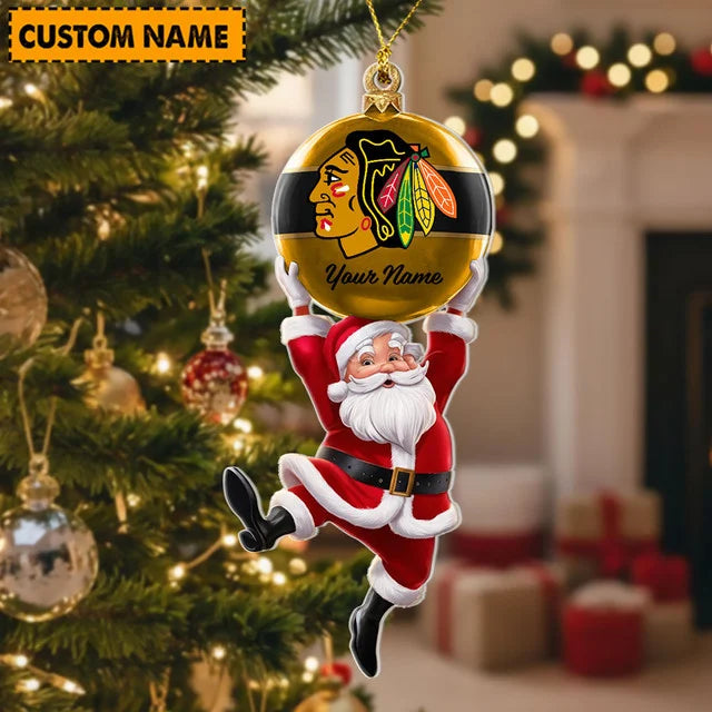 [SUPER SALE] NEW CUSTOMIZED NHL08 CBH CHICAGO BLACKHAWKS CHRISTMAS ACRYLIC ORNAMENT