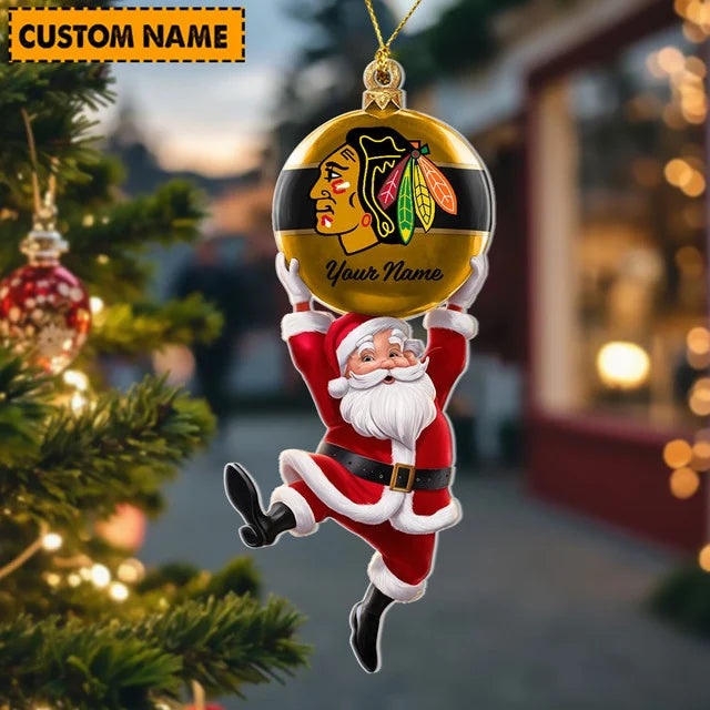 [SUPER SALE] NEW CUSTOMIZED NHL08 CBH CHICAGO BLACKHAWKS CHRISTMAS ACRYLIC ORNAMENT