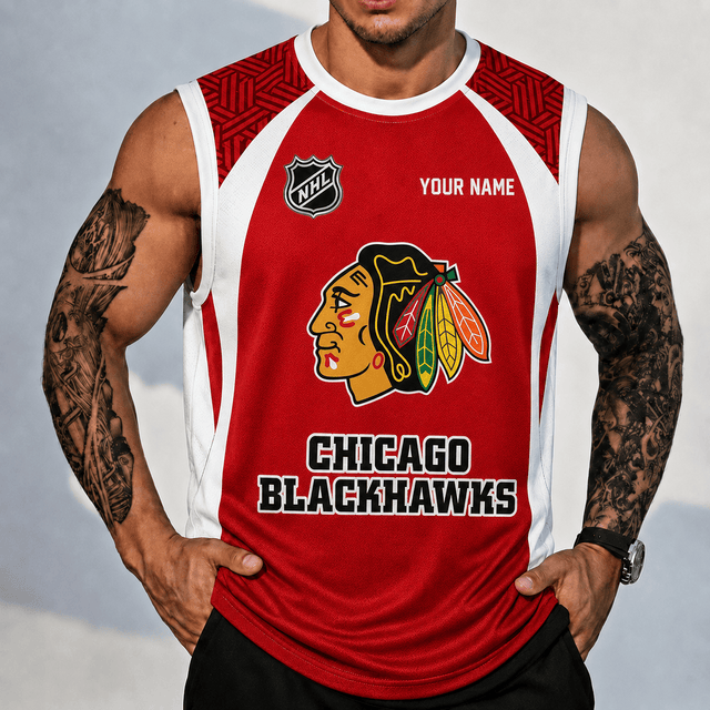 [SUPER SALE] NEW CUSTOMIZED NHL08 CBH CHICAGO BLACKHAWKS TANK TOP & GYM SHIRT