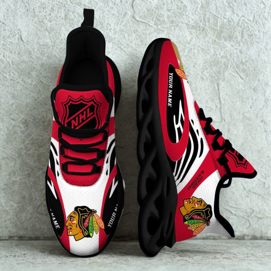 [SUPER SALE ] NEW CUSTOMIZED NHL08 CBH CHICAGO BLACKHAWKS MAX SOUL SHOES