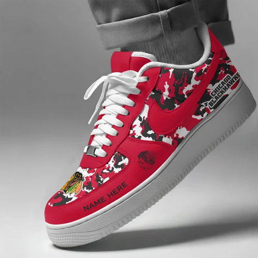 [SUPER SALE] NEW CUSTOMIZED NHL08 CBH CHICAGO BLACKHAWKS AF1 SHOES