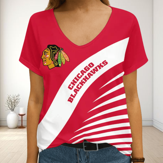 [SUPER SALE] NEW CUSTOMIZED NHL08 CBH CHICAGO BLACKHAWKS V-NECK FEMALE SHIRT