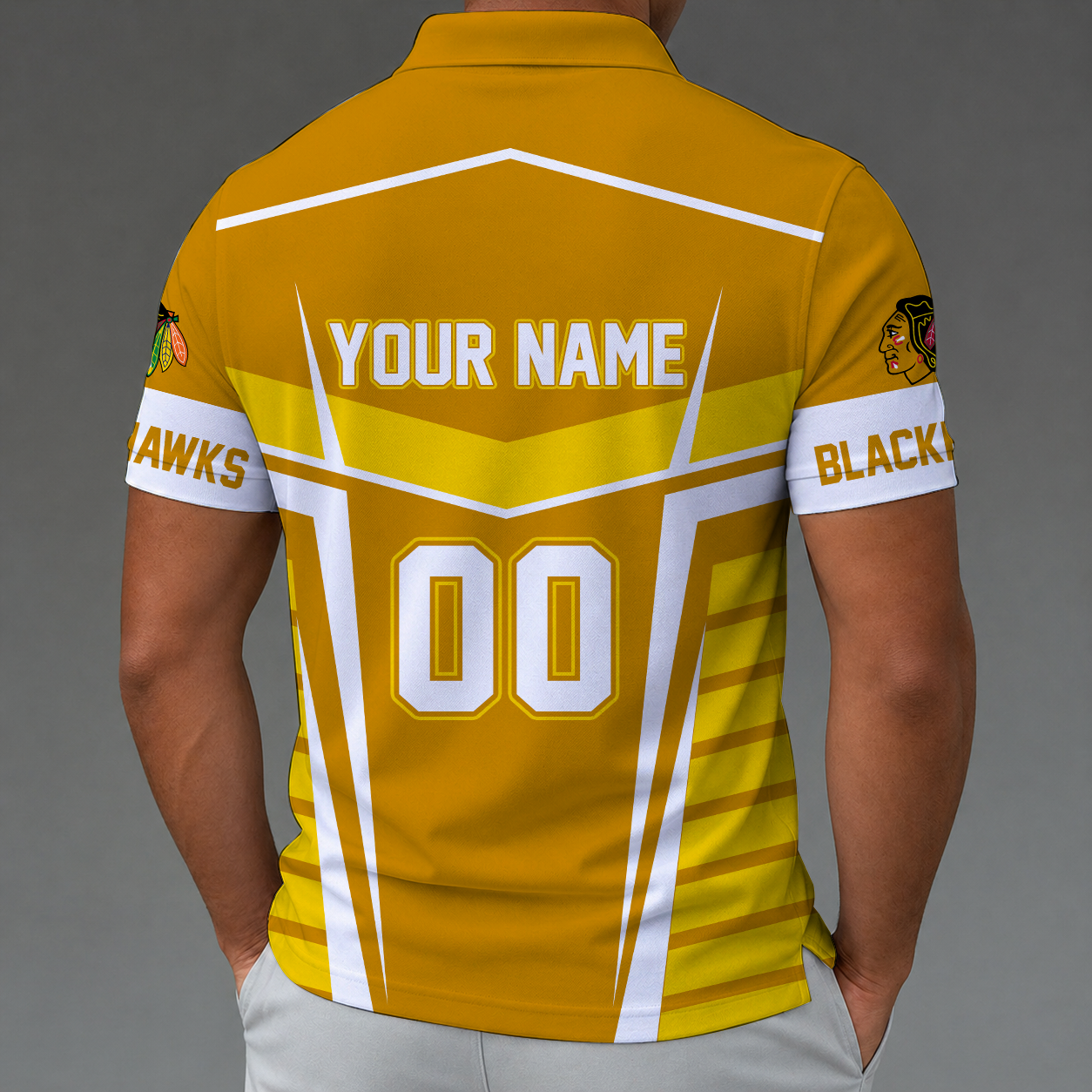 [SUPER SALE] NEW CUSTOMIZED NHL08 CBH CHICAGO KHAKIHAWKS POLO SHIRT