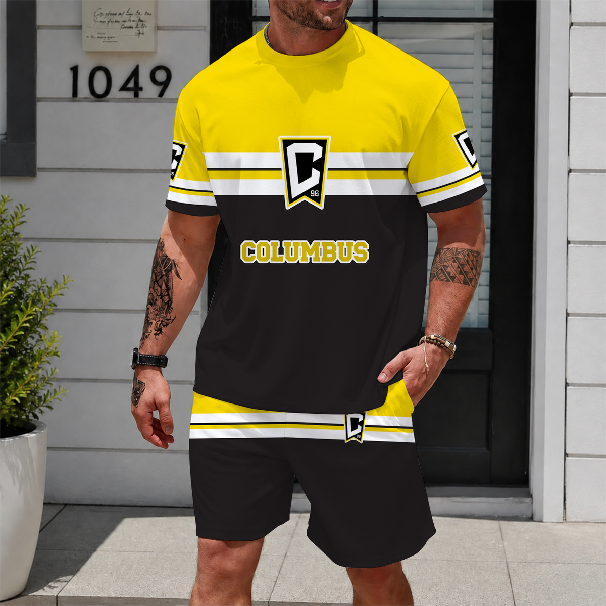 [FAN EXCLUSIVE] NEW CUSTOMIZED MLS08 CLC COLUMBUS CREW UNISEX T-SHIRT & SHORTS SET