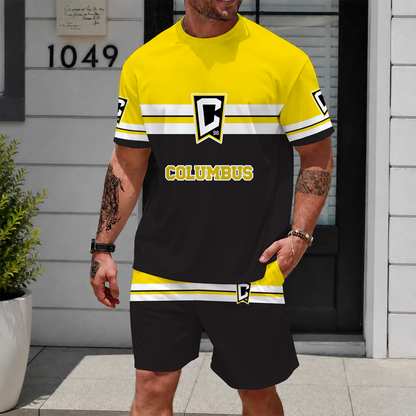 [FAN EXCLUSIVE] NEW CUSTOMIZED MLS08 CLC COLUMBUS CREW UNISEX T-SHIRT & SHORTS SET