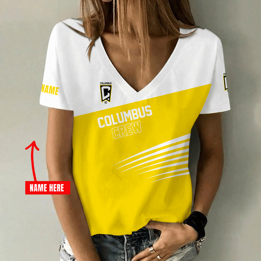 [FAN EXCLUSIVE] NEW CUSTOMIZED MLS08 CLC COLUMBUS CREW V-NECK FEMALE SHIRT