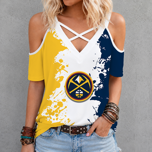 [HOT DEAL] NEW CUSTOMIZED NBA08 DNU DENVER NUGGETS CRISS CROSS V-NECK TOP