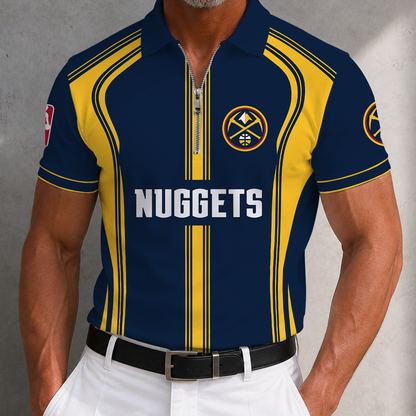 [HOT DEAL] NEW CUSTOMIZED NBA08 DNU DENVER NUGGETS ZIP POLO SHIRT